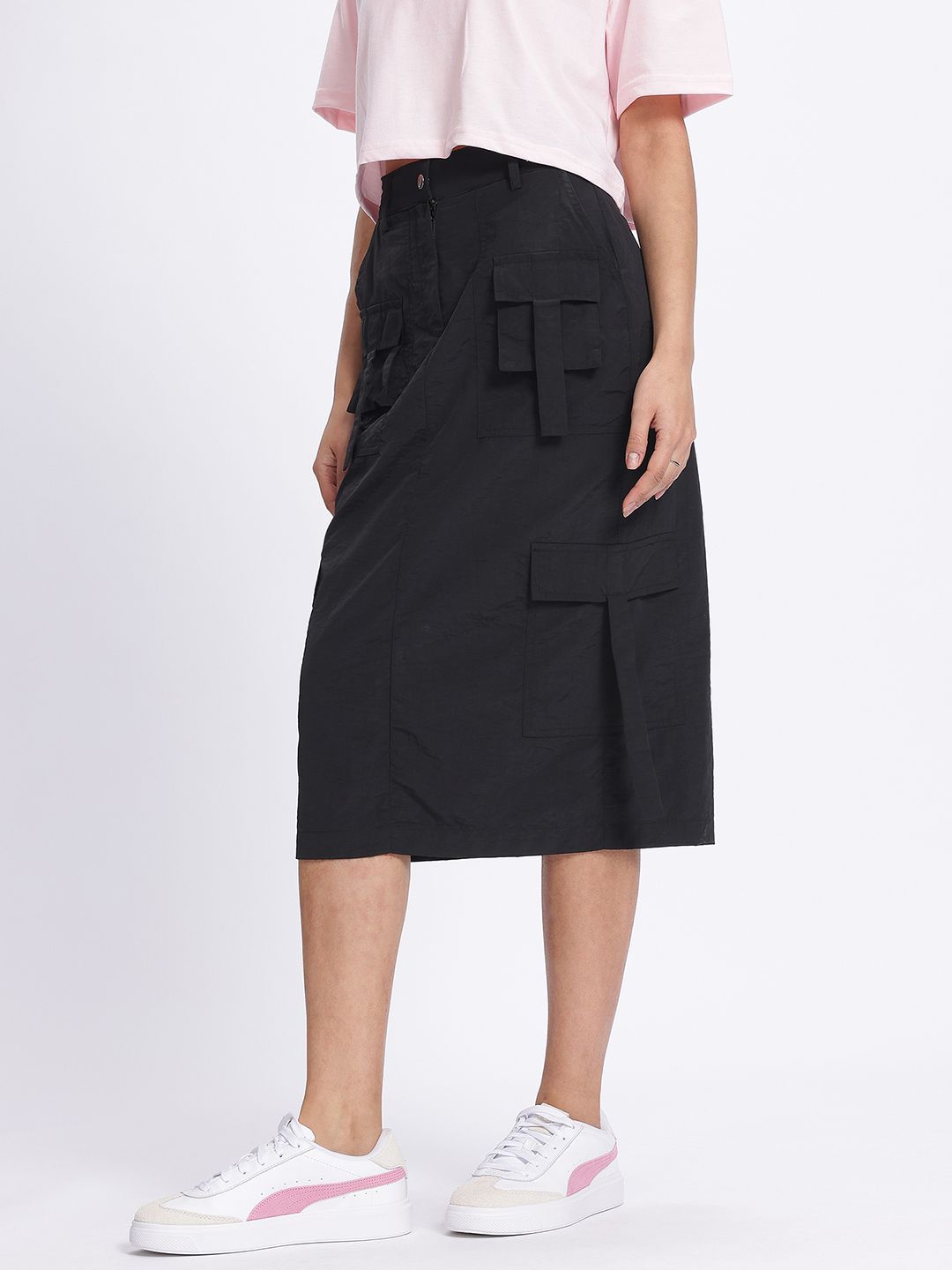 DressBerry Utility Chic Cargo Style Midi Straight Skirt