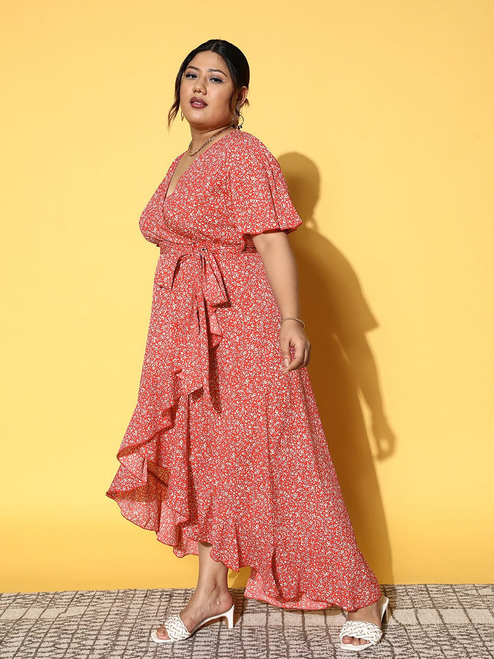 Berrylush Curve Floral Crepe Maxi Dress