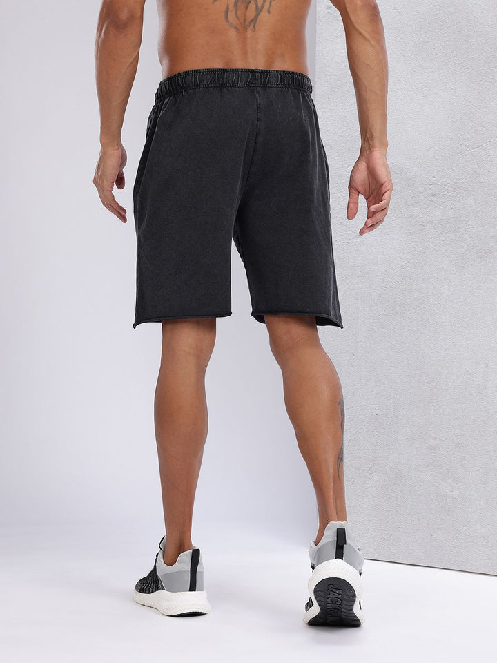 HRX by Hrithik Roshan Men Brand Logo Print Pure Cotton Washed Effect Training Shorts
