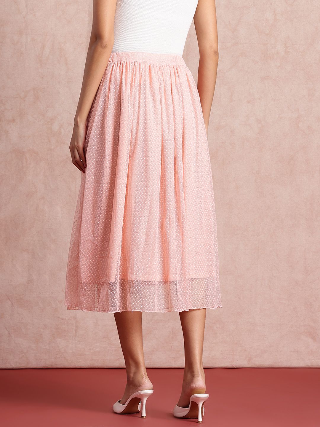 all about you Geometric Self Design A-line Midi Skirt