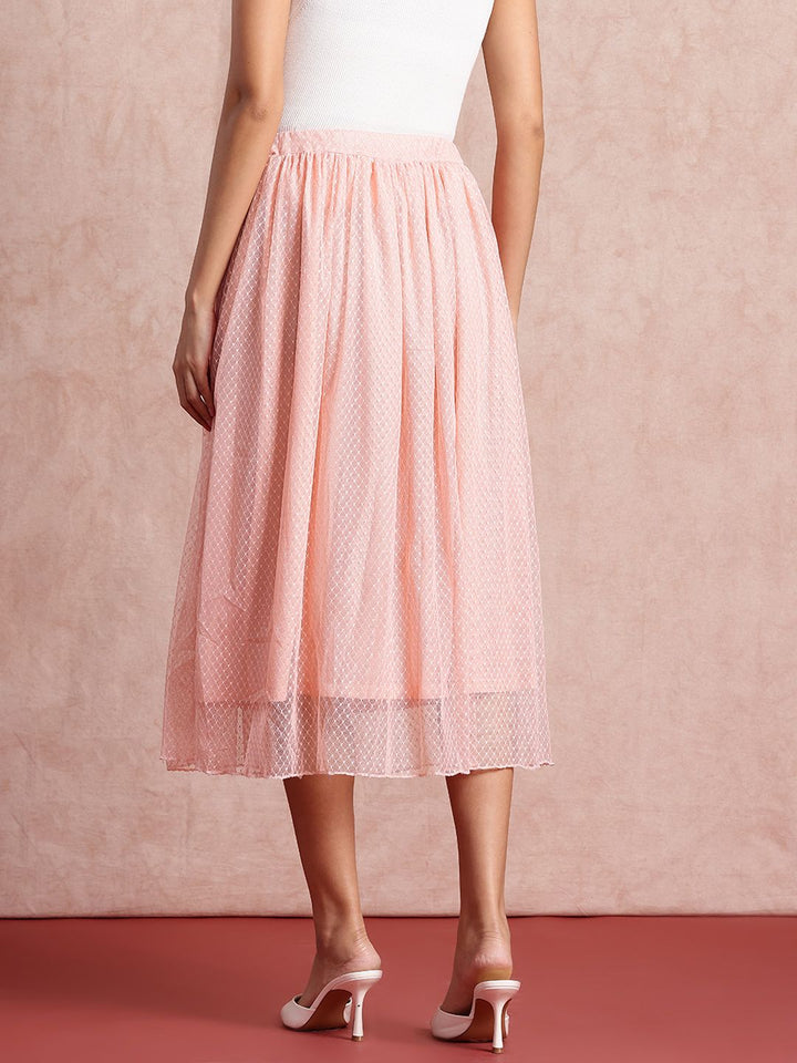 all about you Geometric Self Design A-line Midi Skirt