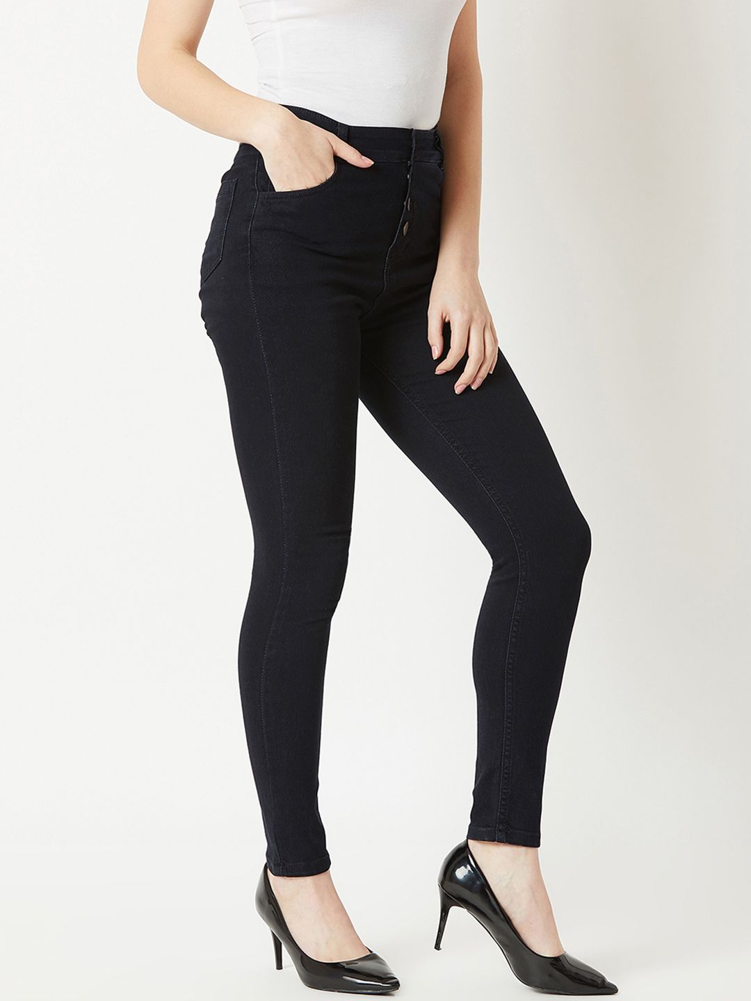 Miss Chase Women Black Skinny Fit High-Rise Clean Look Jeans