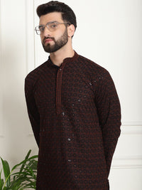 SOJANYA Embroidered Sequinned Pure Cotton Kurta with Churidar