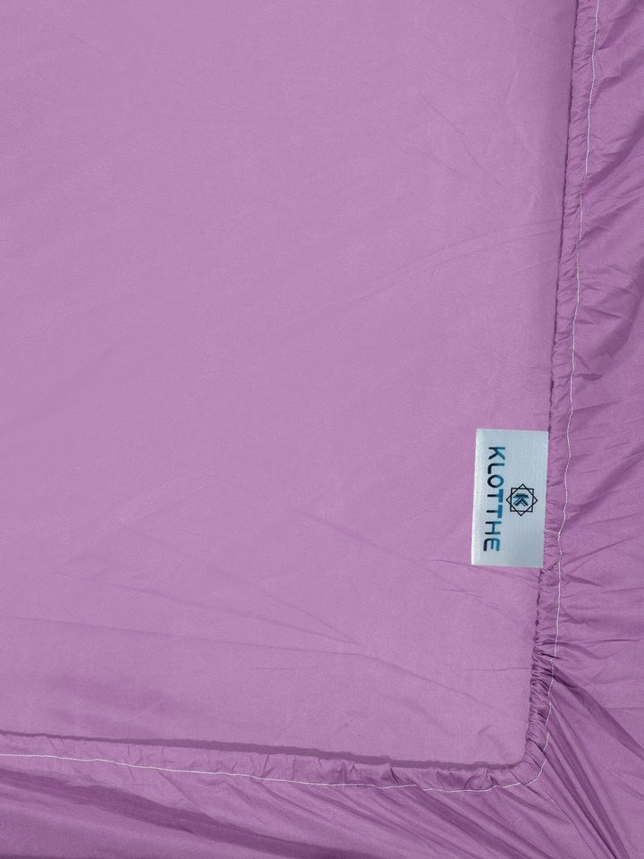 KLOTTHE Purple Solid Cotton 300 TC Dilengkapi Cadar King dengan 2 Sarung Bantal-250 x 225 cm
