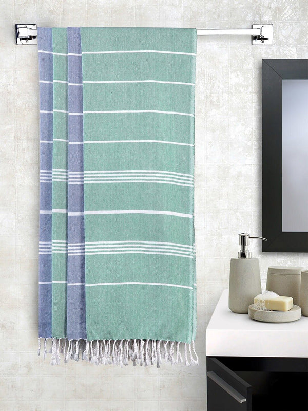 KLOTTHE Unisex Set Of 4 Striped 233 GSM Bath Towels