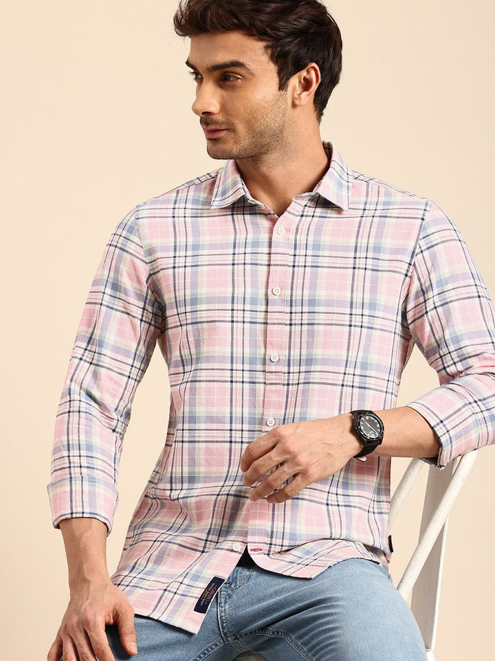 Being Human Tartan Checked Slim Fit Opaque Pure Cotton Casual Shirt