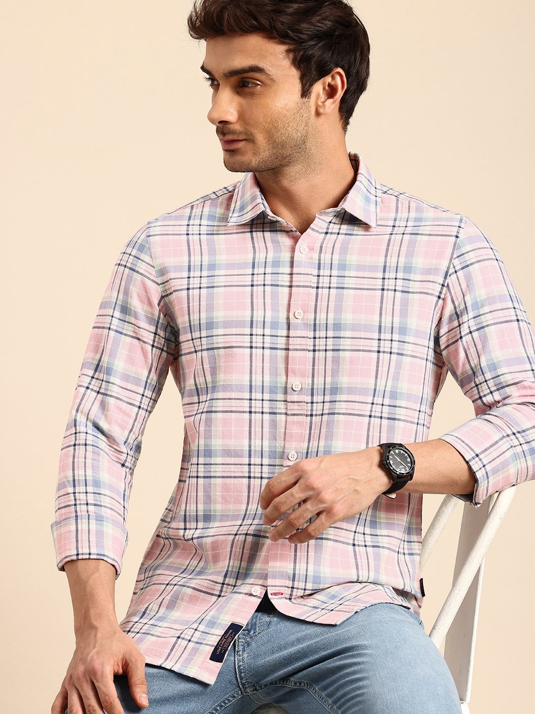 Being Human Tartan Checked Slim Fit Opaque Pure Cotton Casual Shirt