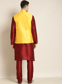 SOJANYA Mandarin Collar Regular Kurta With Churidar & Nehru Jacket
