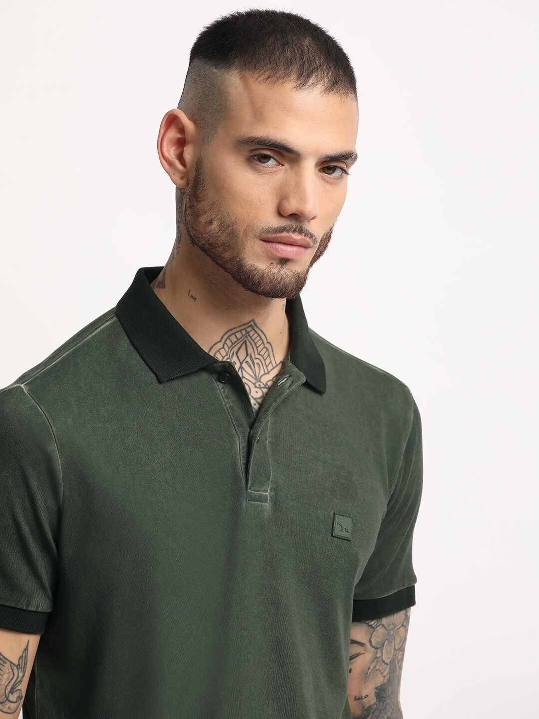 THE BEAR HOUSE Polo Collar Slim Fit Pure Cotton T-shirt