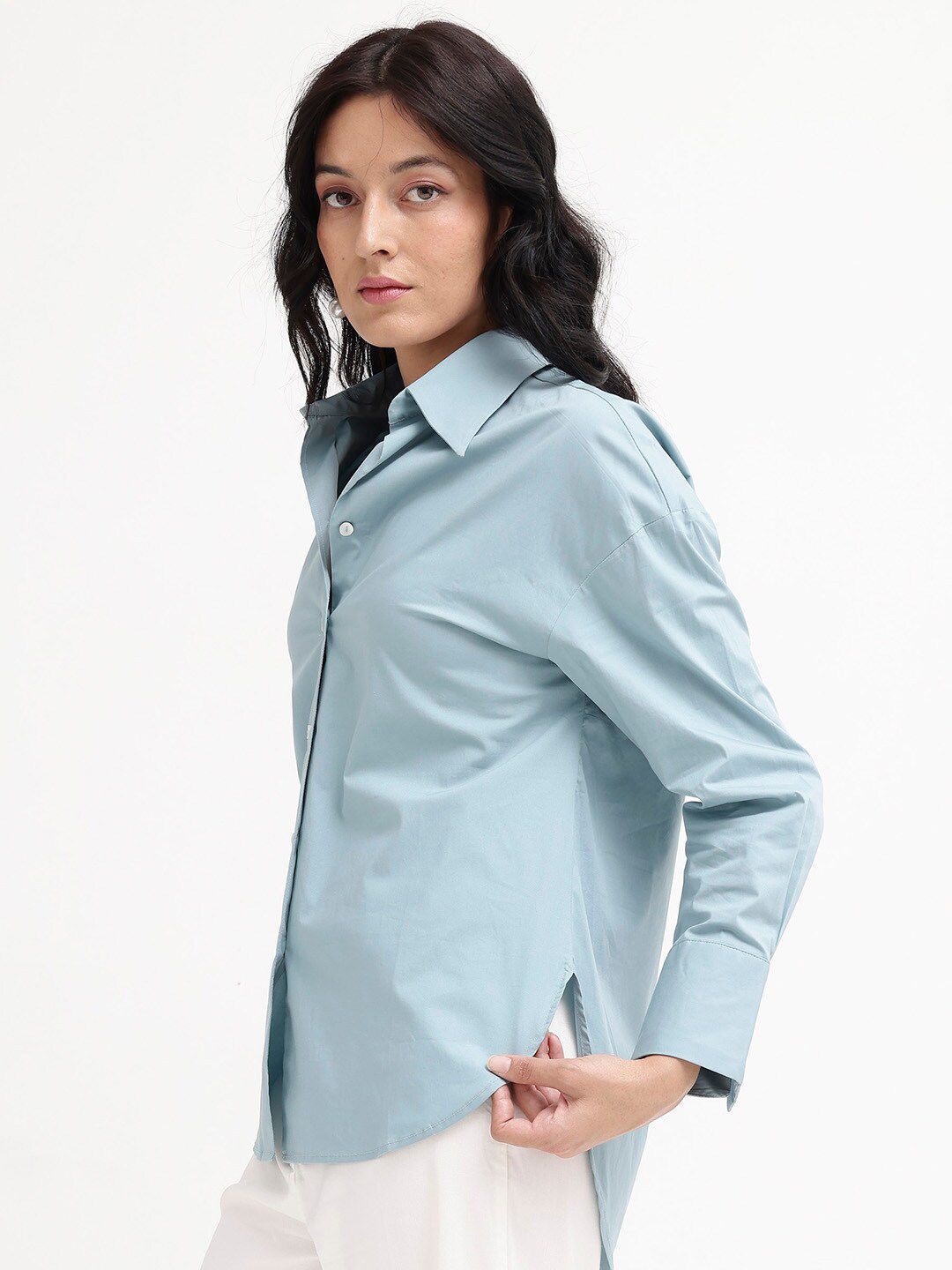 RAREISM Comfort Spread Collar Boxy Opaque Cotton Formal Shirt