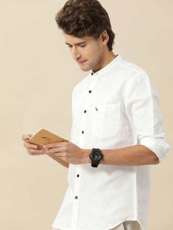 Mr Bowerbird Men White Dises Fit Casual Shirt