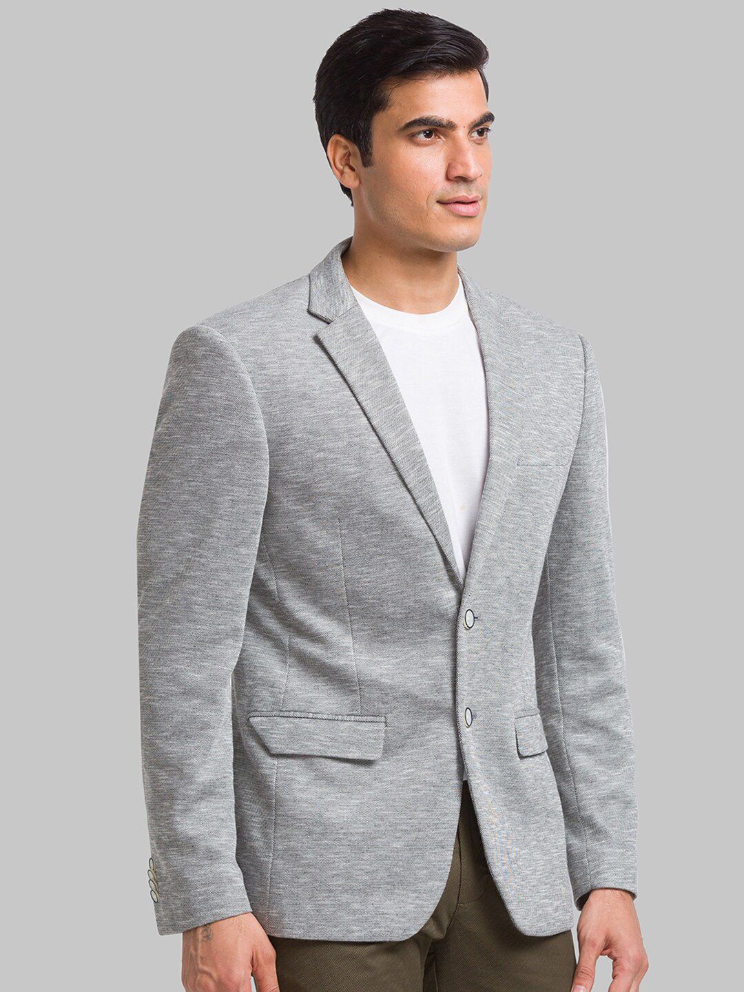 Park Avenue Self Design Super Slim Fit Single-Breasted Casual Blazer