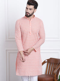 SOJANYA Kolar Mandarin Sulam Bunga Pure Cotton Kurta Lurus