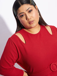 SASSAFRAS Curve Plus Size Round Neck Peplum Dress