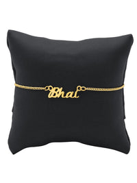 Voylla Gold-Toned Engraved with The Word 'Bhai' Rakhi Bracelet with Roli Chaawal Pack
