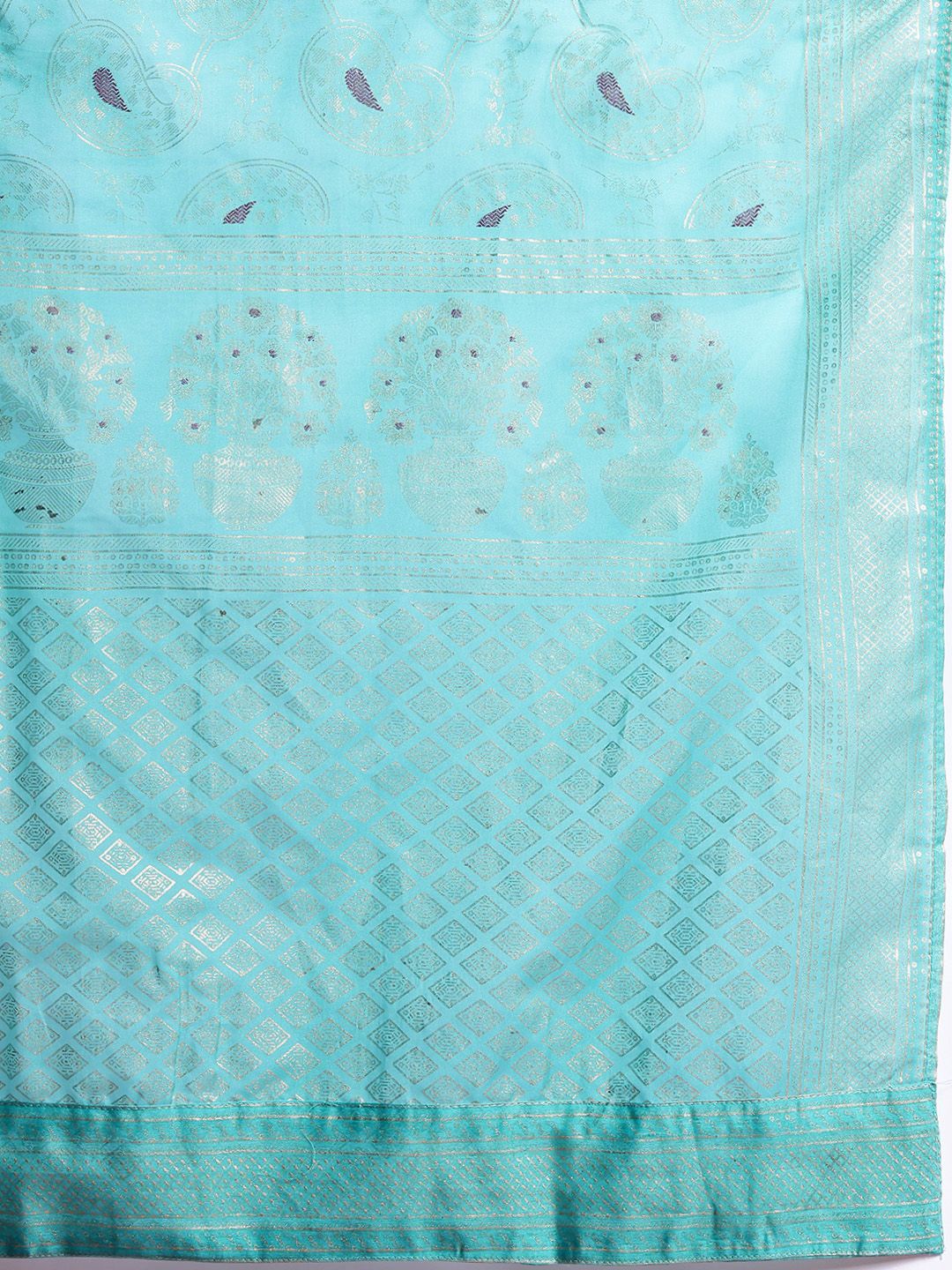 Anouk Women Floral Foil Printed Gathered Kurta With Trousers & With Dupatta