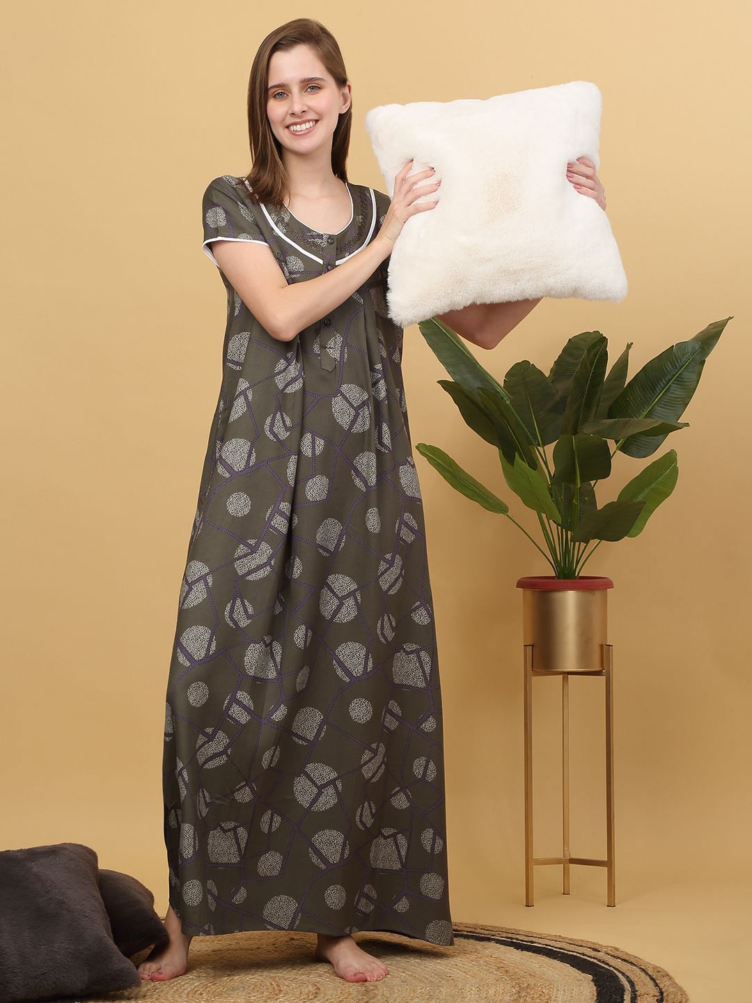Sweet Dreams Printed Maxi pure cotton Nightdress