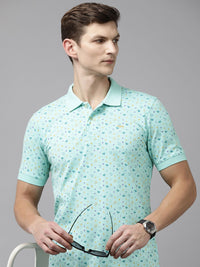 Park Avenue Floral Printed Polo Collar Slim Fit Casual T-shirt