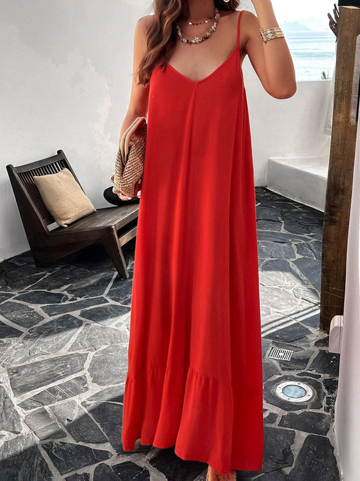 all about you Red Shoulder Straps Maxi Dress