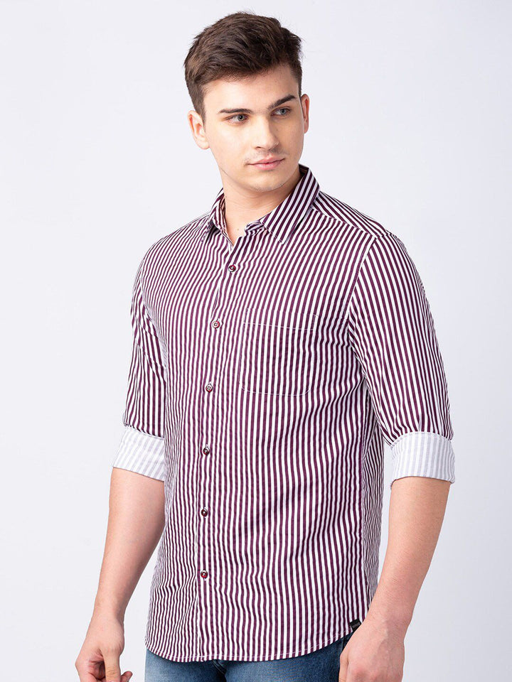SPYKAR Men Classic Striped Cotton Casual Shirt