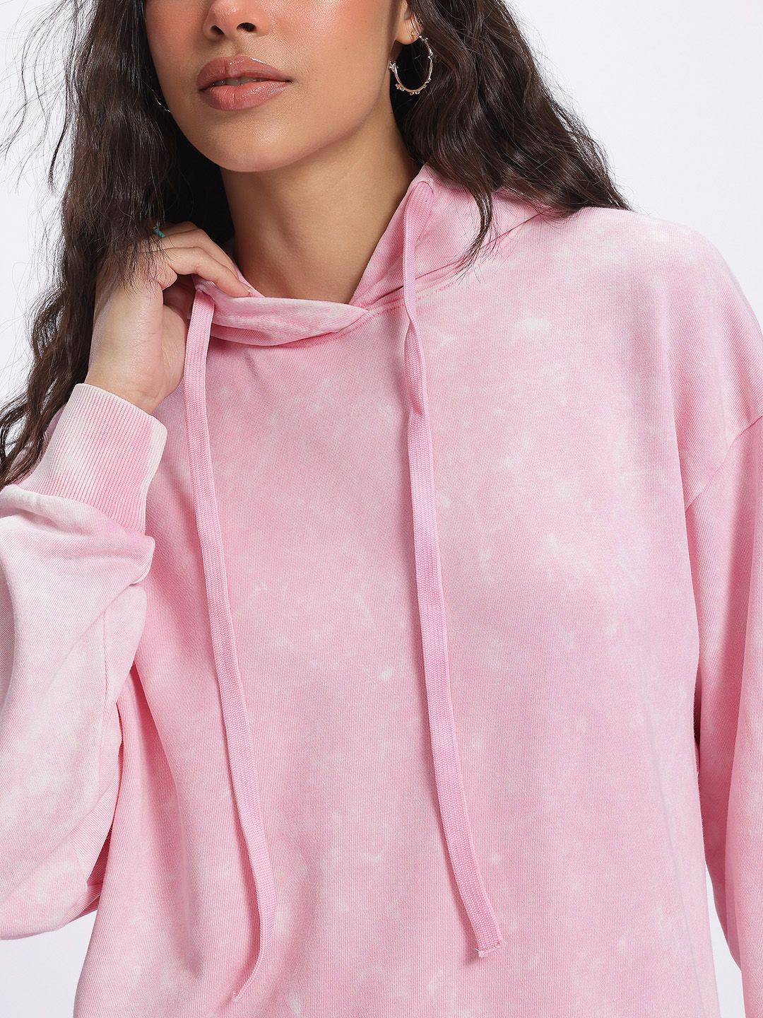 DressBerry Dyed Drop-Shoulder Hooded Sweatshirt