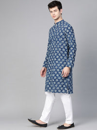 Lihat Reka Bentuk Lelaki Motif Etnik Dicetak Kurta Kapas Murni Dengan Piyama