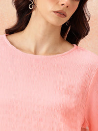 all about you Seersucker Effect Tie-Up Detail Top with Midi A-Line Skirt
