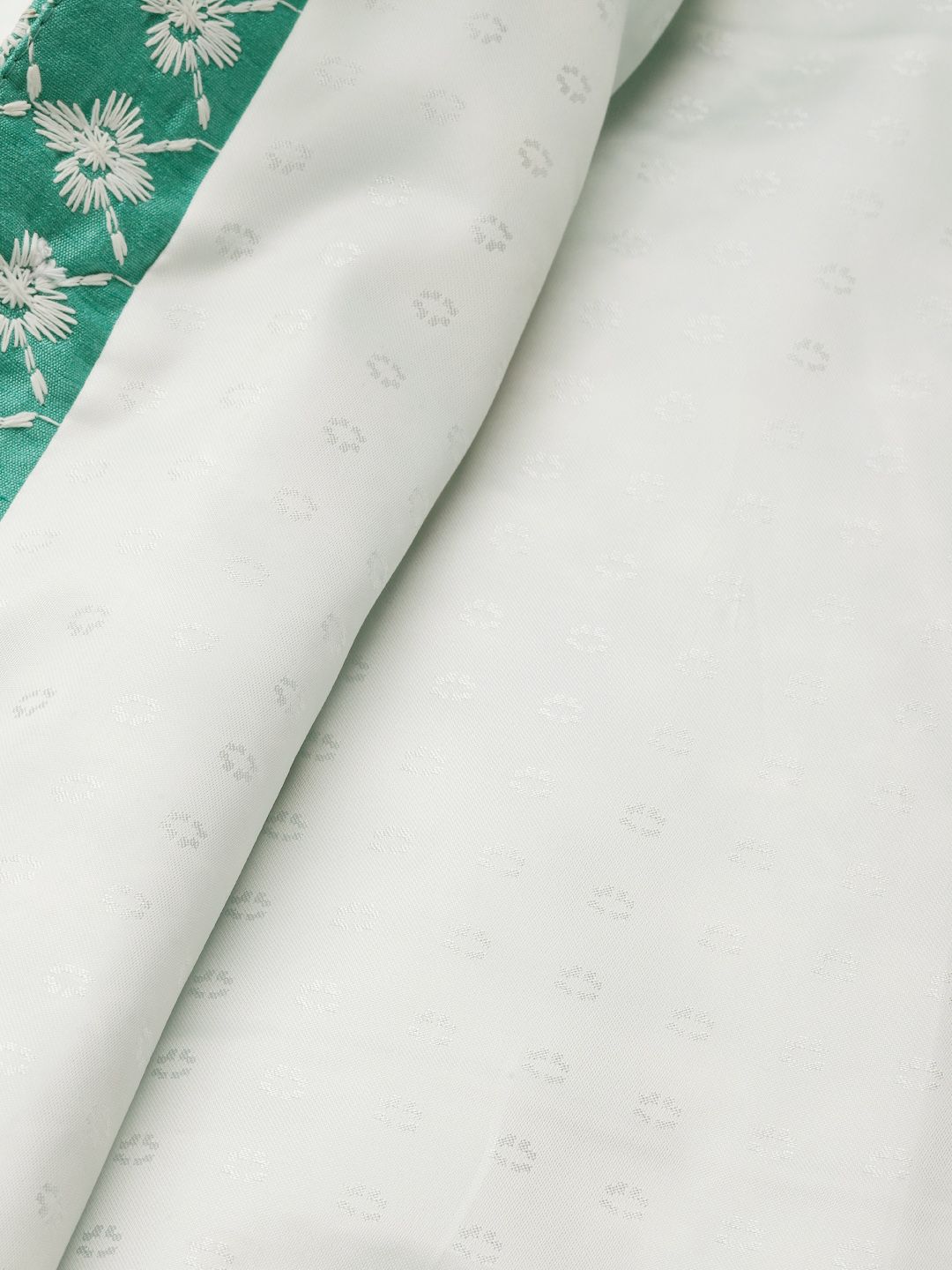 SOJANYA Lelaki Turquoise Biru & Hijau Motif Etnik Sulam Kurta Churidar
