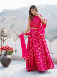 Kalini Foil Dicetak Bersedia Memakai Lehenga Choli Dengan Dupatta