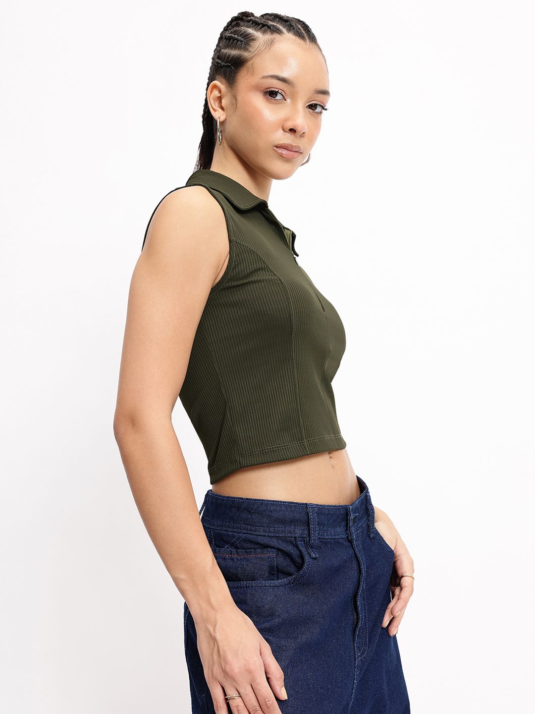 DressBerry Ribbed Play Polo Power Crop Top