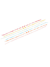 NVR Unisex Set of 6 Multicolor Pearls Thread Rakhi with Roli Chawal, Rakshabandhan Combo