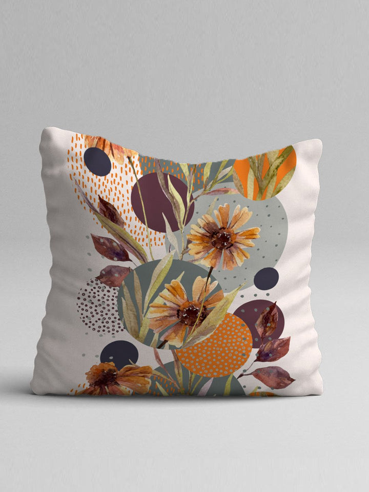 STITCHNEST Yellow & White Set of 2 Floral Square Cushion Covers