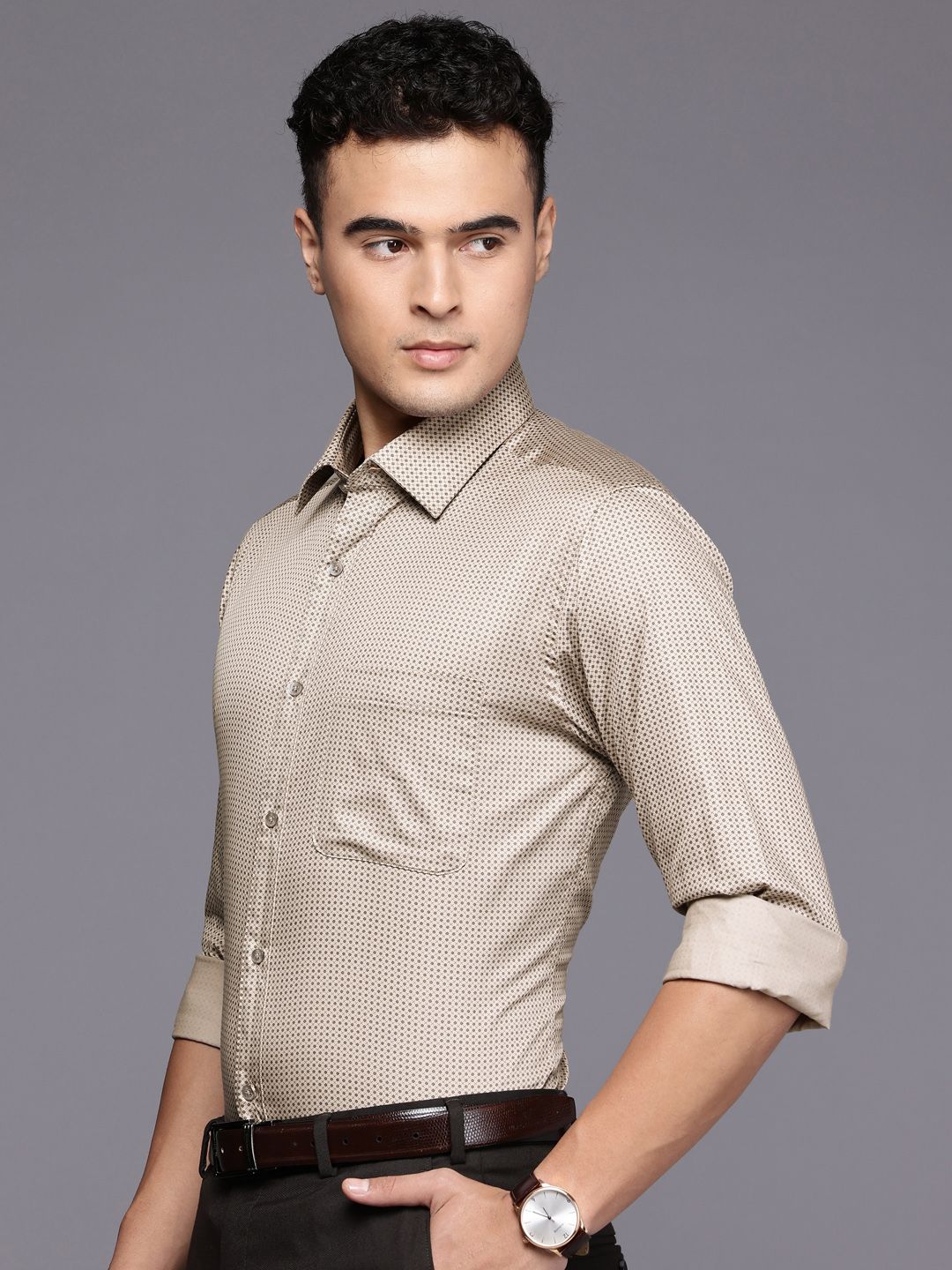 Raymond Pure Cotton Slim Fit Floral Printed Formal Shirt