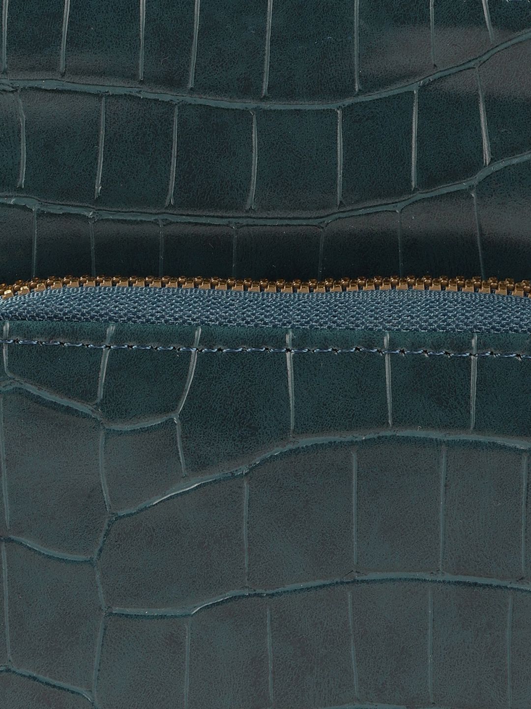 Lino Perros Teal Blue Croc Textured Structured Sling Bag with Detachable Sling Strap