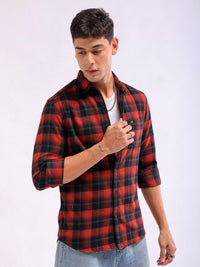 The Indian Garage Co Slim Fit Buffalo Checked Spread Collar Pure Cotton Casual Shirt