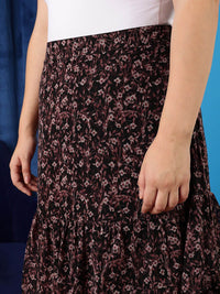 CURVY STREET Floral Printed A-line Maxi Skirt