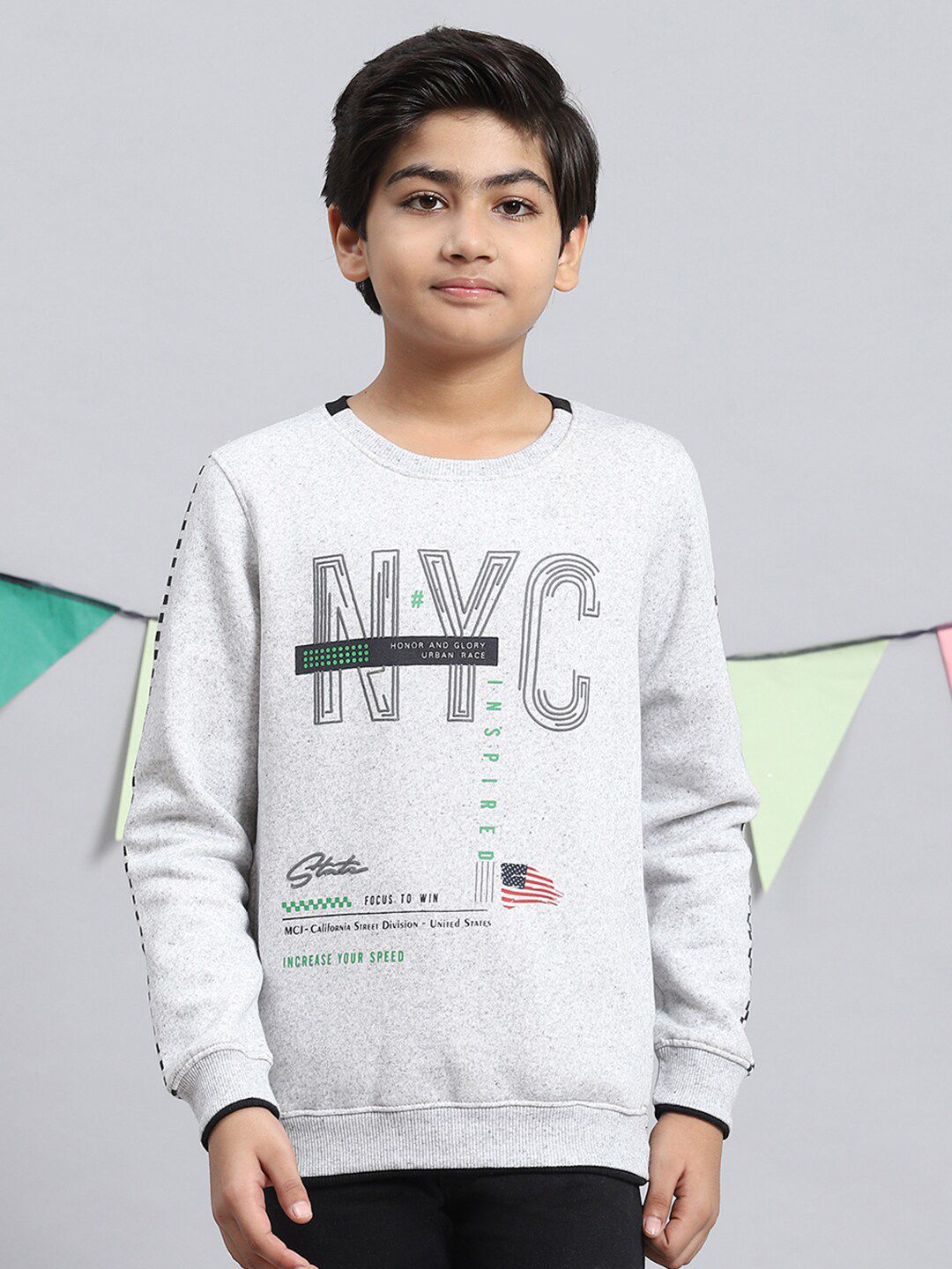 Monte Carlo Boys Typography Printed Pullover Sweatshirt