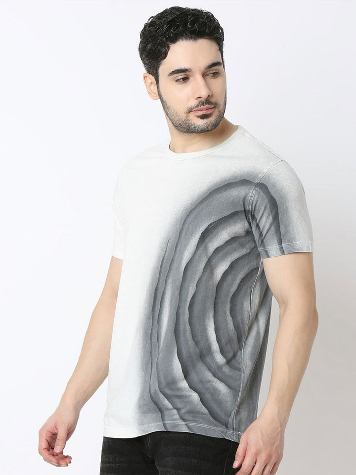 SPYKAR Men Abstract Printed Round Neck Cotton Slim Fit T-shirt