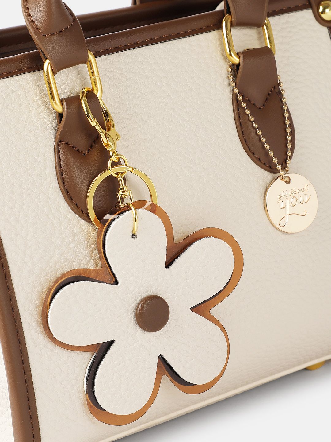 all about you Structured Handheld Bag With Floral  Charm