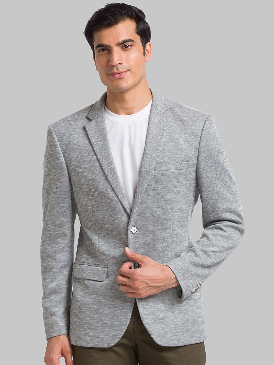 Park Avenue Self Design Super Slim Fit Single-Breasted Casual Blazer