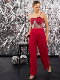 STREET 9 Self Design Feather Basic Jumpsuit