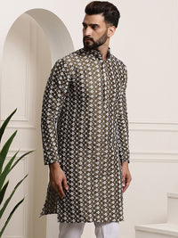SOJANYA Kurta Cotton Sutera Lurus Sulam Bunga