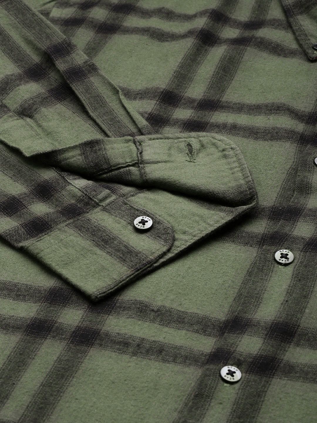 THE BEAR HOUSE Slim Fit Checked Pure Cotton Casual Shirt