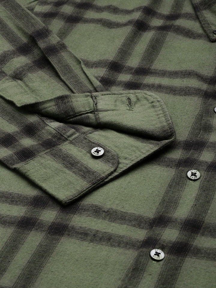THE BEAR HOUSE Slim Fit Checked Pure Cotton Casual Shirt