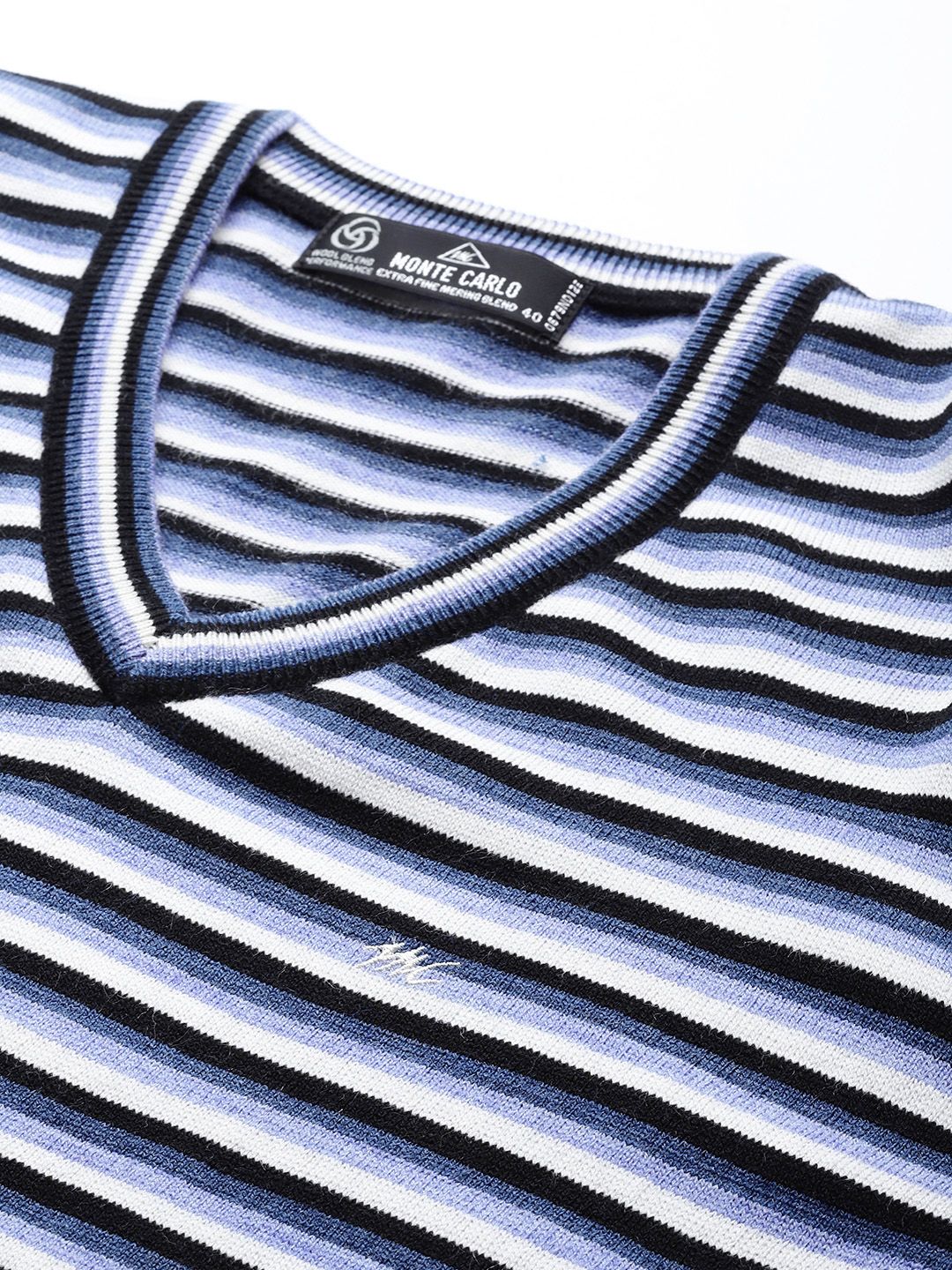 Monte Carlo Striped V-Neck Casual Pullover
