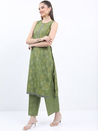 Vishudh Ethnic Motifs Printed Sleeveless Regular Kurta With Palazzos