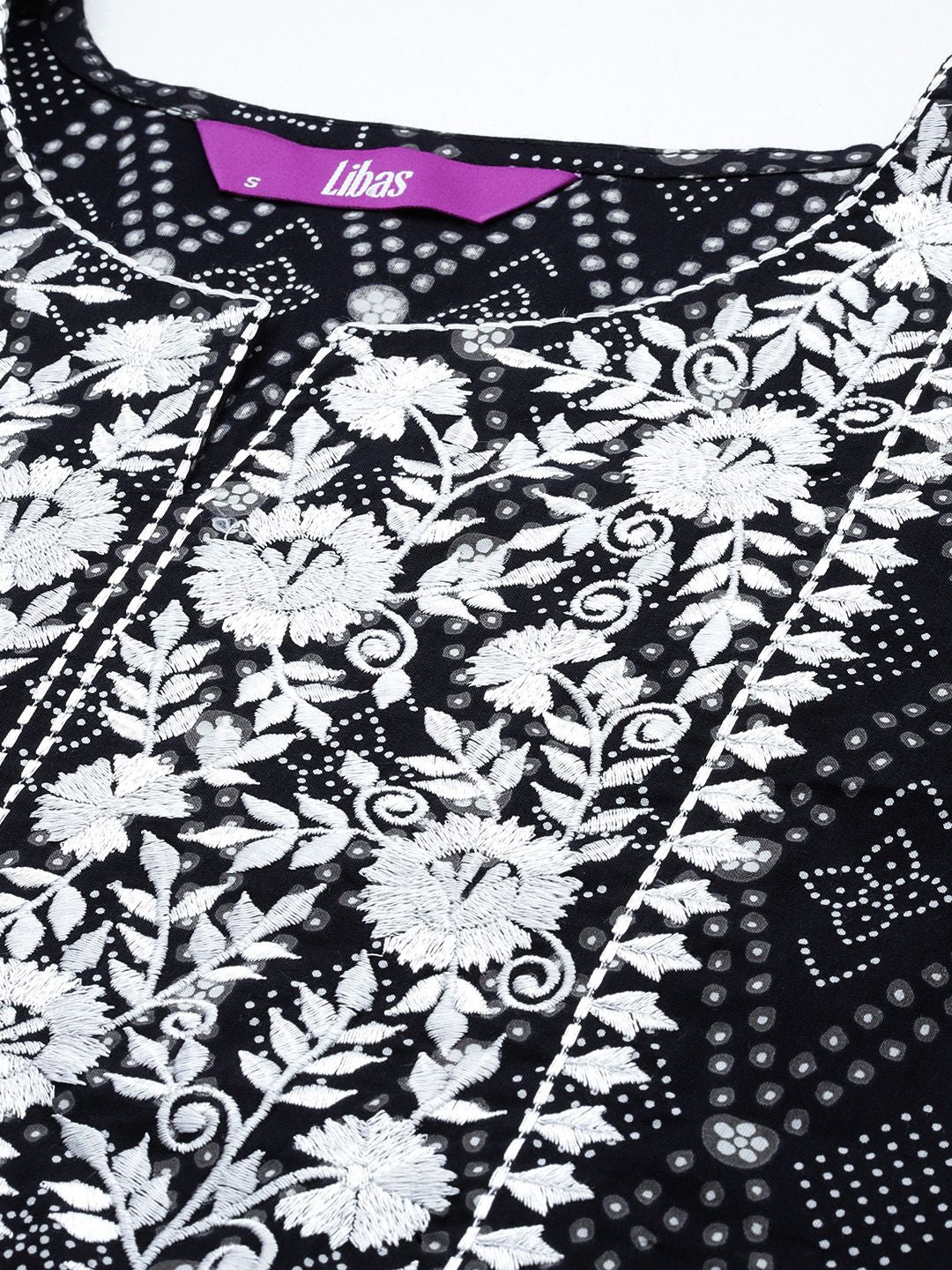 Libas Bandhani Yoke Design Thread Work Kurta