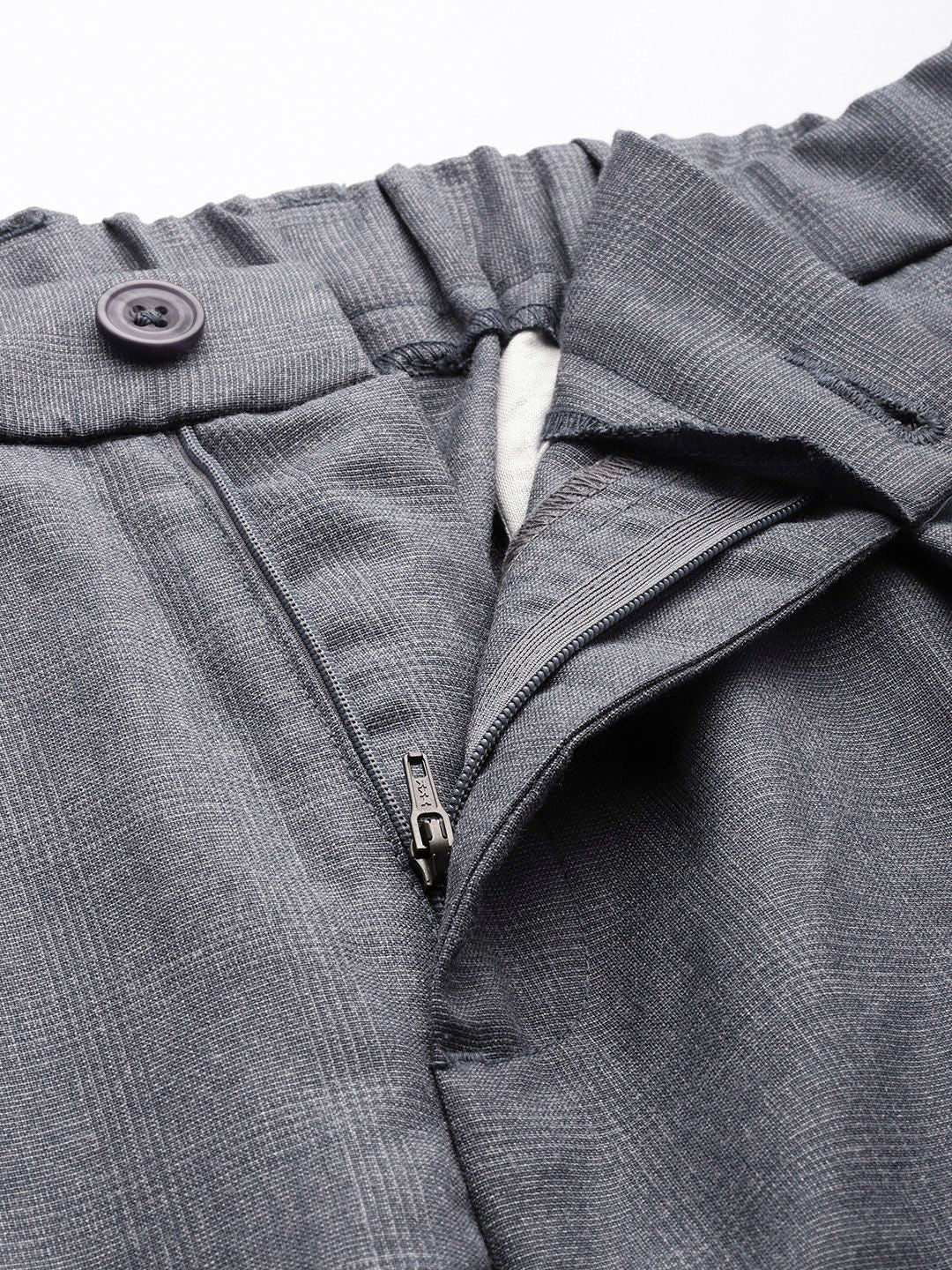 The Indian Garage Co. X Luxe Men Relaxed Straight Fit Textured Pleated Formal Trousers
