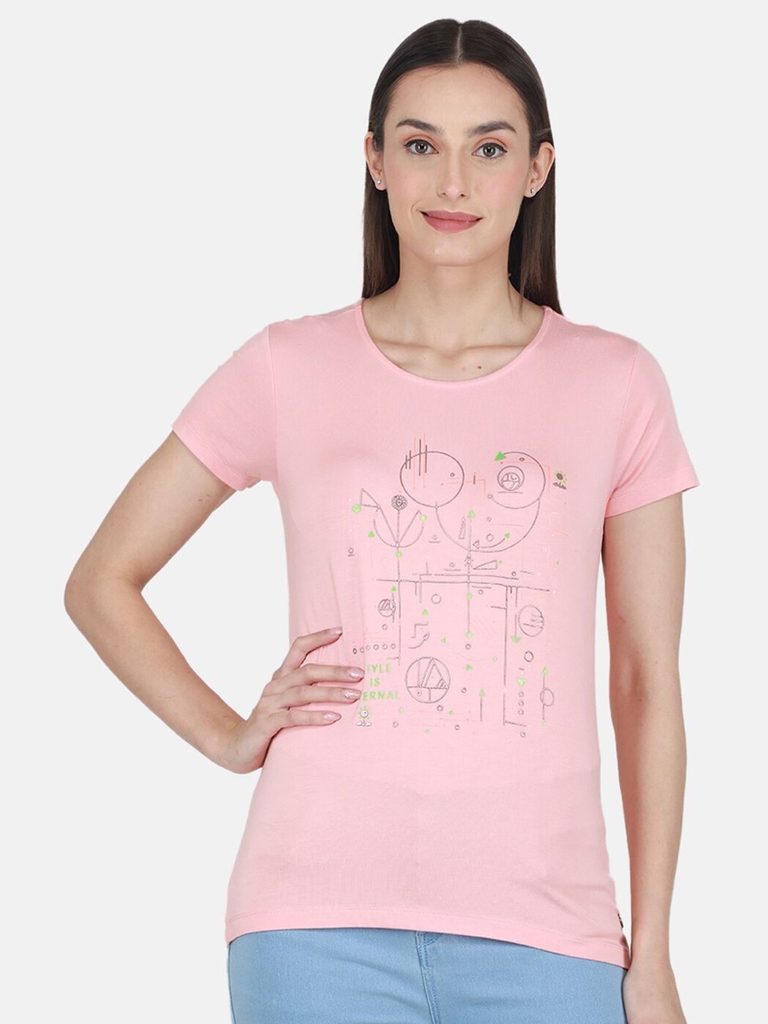 Monte Carlo Round Neck Print Top