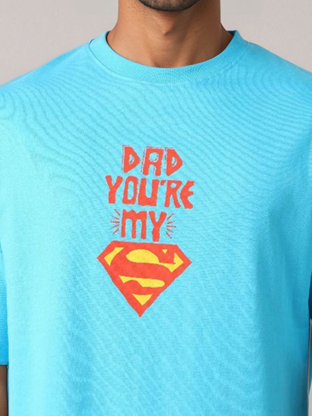 The Indian Garage Co Men Superman Typography Printed Round Neck Cotton Oversized T-shirt